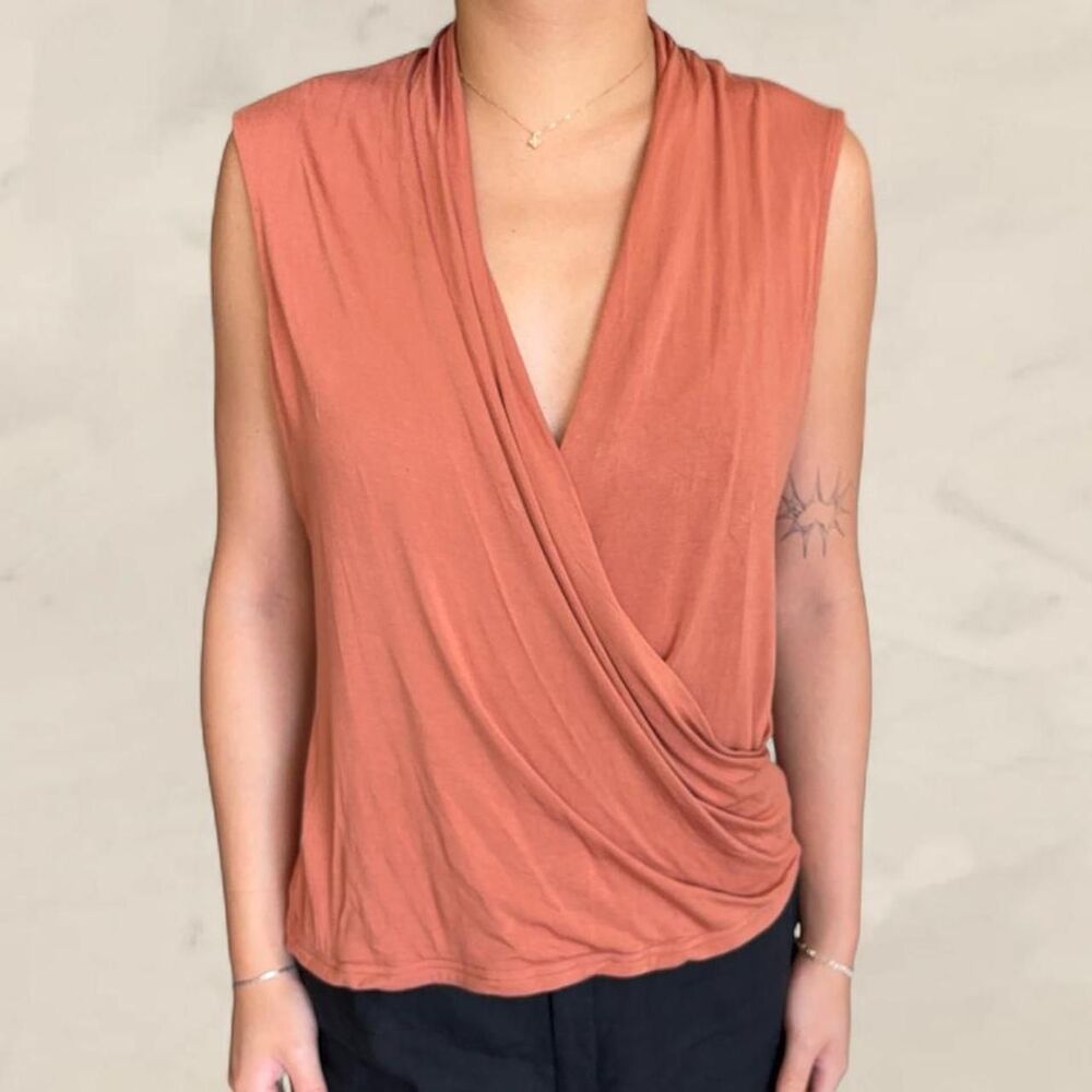 Banana Republic burnt orange draped top size M